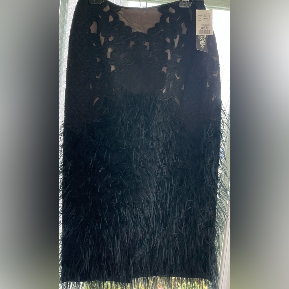 Australian designer Ginger Smart size 10 Elegant Black Feathered skirt